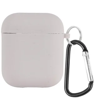 Силиконовый футляр с микрофиброй для наушников Airpods 1/2 Серый / Stone