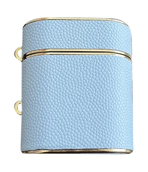 Кожаный футляр Suitcase для наушников AirPods 1/2 Blue