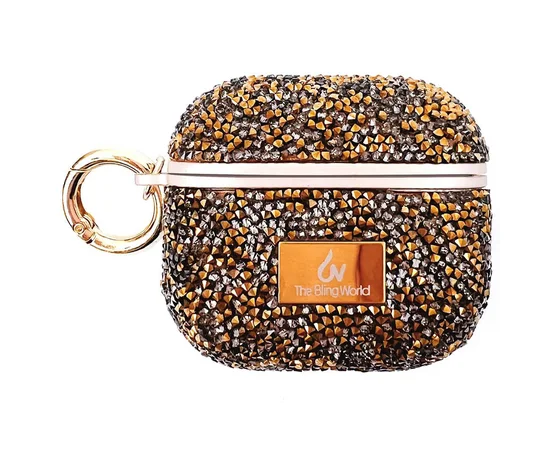 TPU чехол Bling World Rock Diamond для наушников AirPods 1/2 Золотой