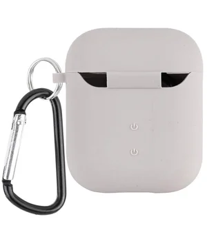 Силиконовый футляр с микрофиброй для наушников Airpods 1/2 Серый / Stone