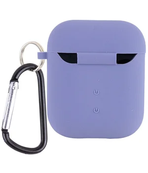 Силиконовый футляр с микрофиброй для наушников Airpods 1/2 Серый / Lavender Gray