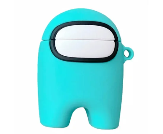Силиконовый футляр Among Us для наушников AirPods 1/2 + кольцо Бирюзовый