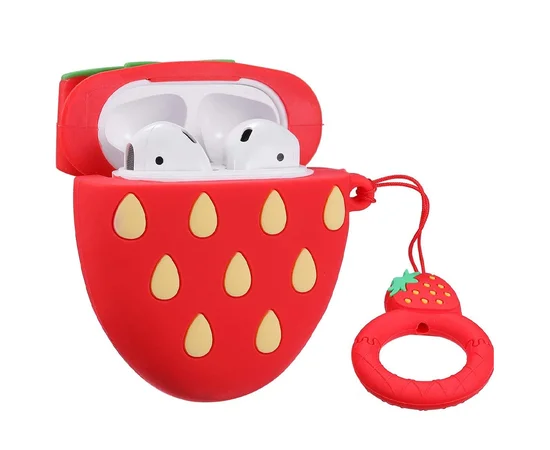 Силиконовый футляр Smile Fruits series для наушников AirPods strawberry