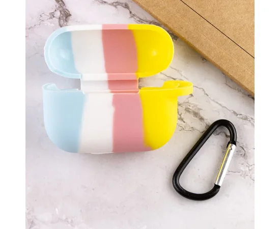 Силиконовый футляр Colorfull для наушников AirPods Pro Голубой / Желтый