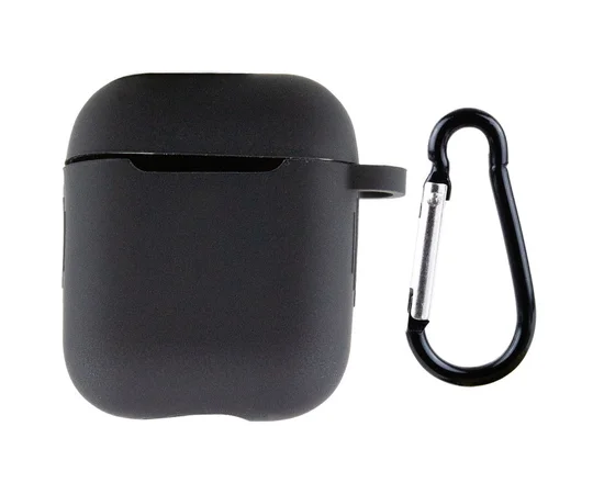 Силиконовый футляр New с карабином для наушников Airpods 1/2 Черный / Black