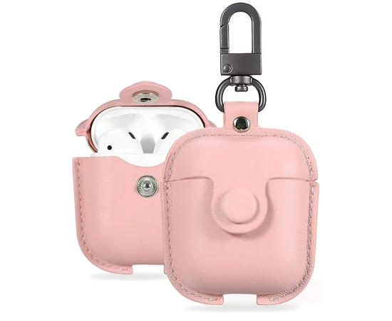 Кожаный футляр Leather bag для наушников AirPods Розовый