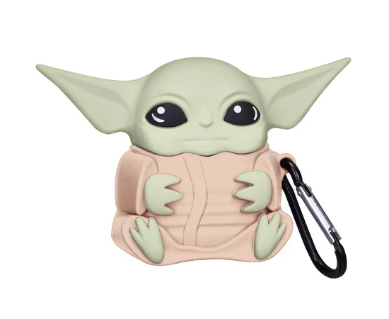 Силиконовый футляр Cartoons&Heroes для наушников AirPods 1/2 + карабин Грогу розовый