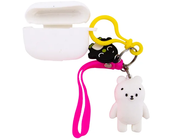 Силиконовый футляр Cute Charm для наушников AirPods Pro Медведь / Белый