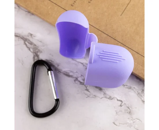 Силиконовый футляр New с карабином для наушников Airpods Pro Сиреневый / Dasheen