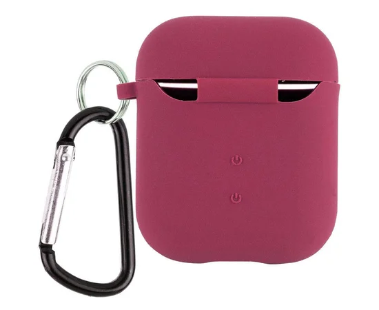 Силіконовий футляр з мікрофіброю для навушників Airpods 1/2 Бордовий / Plum