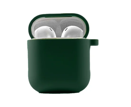 Силиконовый футляр с микрофиброй для наушников Airpods 1/2 Зеленый / Midnight Green