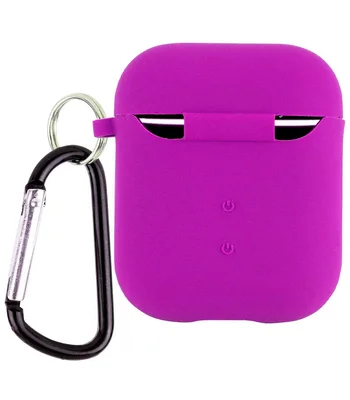Силиконовый футляр с микрофиброй для наушников Airpods 1/2 Фиолетовый / Grape