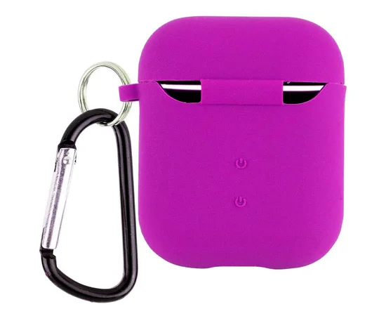 Силиконовый футляр с микрофиброй для наушников Airpods 1/2 Фиолетовый / Grape