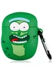 Силиконовый футляр Rick and Morty series для наушников AirPods 1/2 + карабин Огурчик Рик/Зеленый