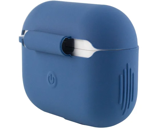 Силиконовый футляр New с карабином для наушников Airpods Pro Синий / Navy blue