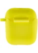 Силіконовий футляр New з карабіном для навушників Airpods 1/2 Жовтий / Bright Yellow