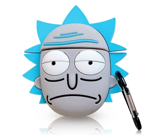 Силиконовый футляр Rick and Morty series для наушников AirPods + карабин Рик