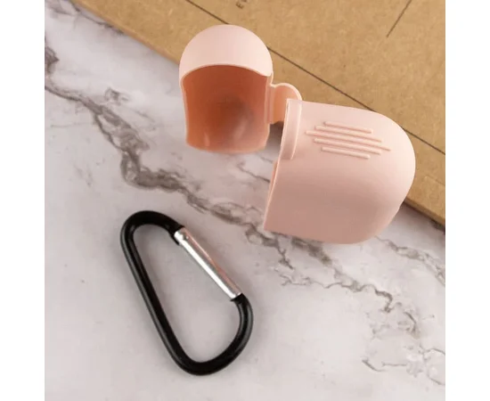 Силиконовый футляр New с карабином для наушников Airpods Pro Розовый / Pink Sand