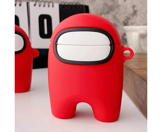 Силиконовый футляр Among Us для наушников AirPods 1/2 + кольцо Красный