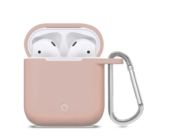 Силиконовый футляр с карабином для наушников AirPods Розовый / Light Flamingo
