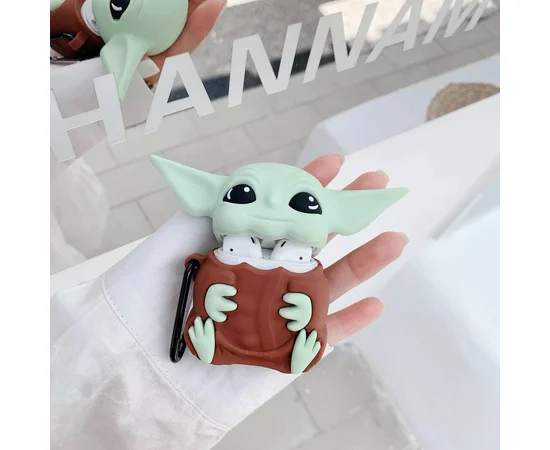Силиконовый футляр Star Wars Force для наушников AirPods 1/2 + карабин Baby Yoda