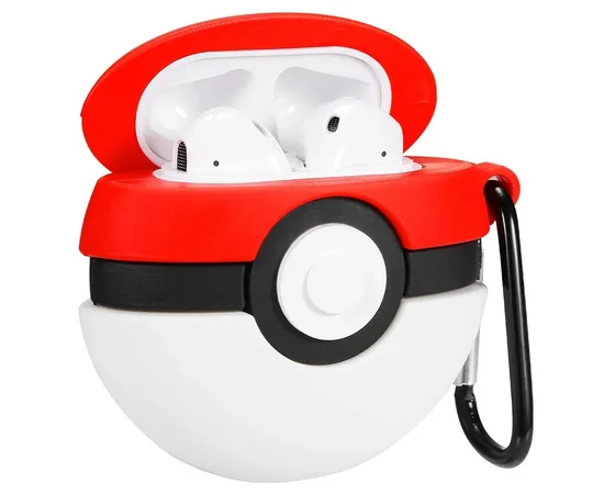 Силиконовый футляр Cartoons&Heroes для наушников AirPods 1/2 + карабин Покебол