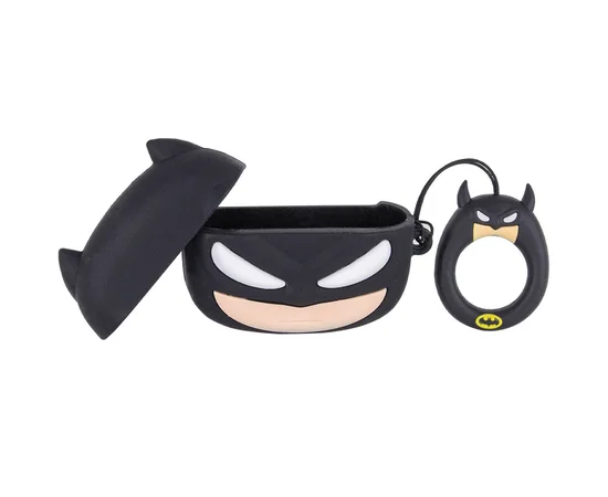 Силиконовый футляр Marvel & DC series для наушников AirPods Pro + кольцо Бетмен / Черный