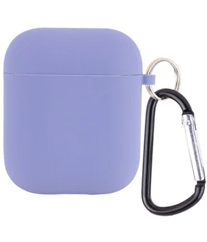 Силиконовый футляр с микрофиброй для наушников Airpods 1/2 Серый / Lavender Gray
