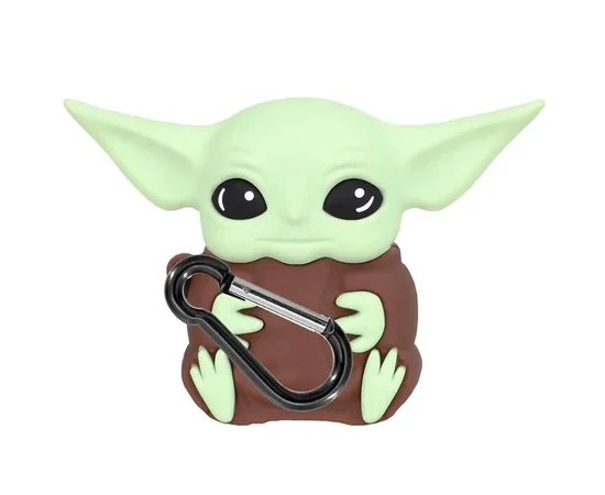 Силиконовый футляр Cartoons&Heroes для наушников AirPods 1/2 + карабин Грогу коричневый