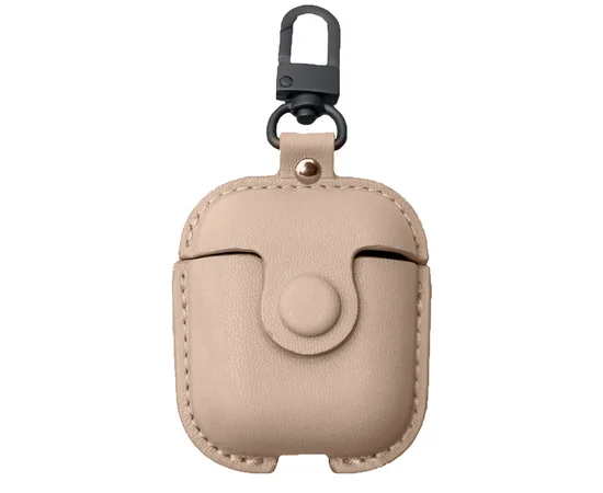 Кожаный футляр Leather bag для наушников AirPods Бежевый