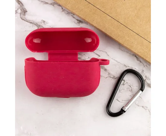 Силиконовый футляр New с карабином для наушников Airpods Pro Красный / Rose Red