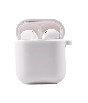 Силиконовый футляр с микрофиброй для наушников Airpods 1/2 Белый / White