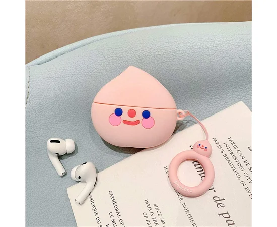 Силиконовый футляр Smile Fruits series для наушников AirPods Peach 2