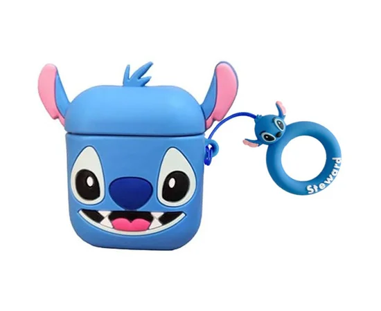 Силиконовый футляр Cartoons&Heroes для наушников AirPods 1/2 + кольцо Стич