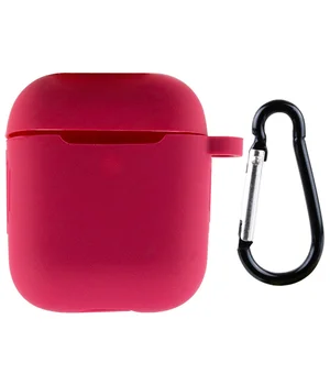 Силиконовый футляр New с карабином для наушников Airpods 1/2 Красный / Rose Red