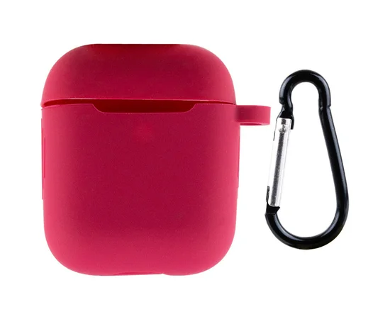 Силиконовый футляр New с карабином для наушников Airpods 1/2 Красный / Rose Red