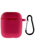 Силиконовый футляр New с карабином для наушников Airpods 1/2 Красный / Rose Red