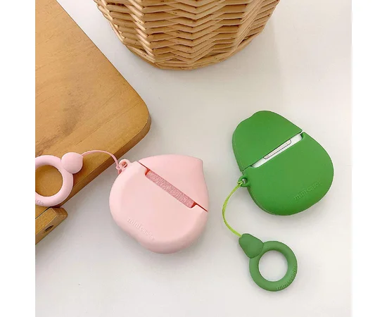Силиконовый футляр Smile Fruits series для наушников AirPods peach