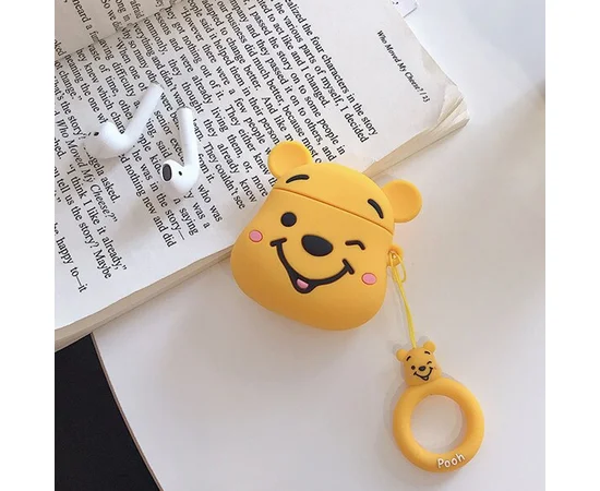 Силиконовый футляр Disney series для наушников AirPods + кольцо Винни Пух / Желтый