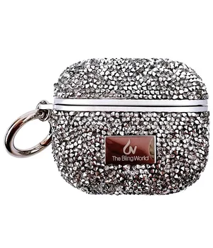 TPU чехол Bling World Rock Diamond для наушников AirPods 1/2 Серебряный