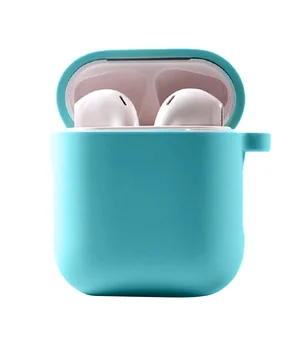 Силиконовый футляр с микрофиброй для наушников Airpods 1/2 Бирюзовый / Marine Green