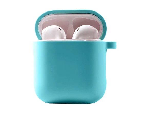 Силиконовый футляр с микрофиброй для наушников Airpods 1/2 Бирюзовый / Marine Green