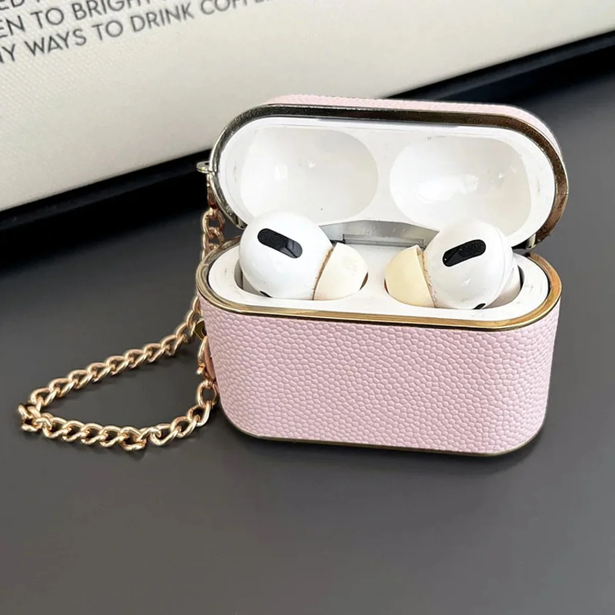 Кожаный футляр Suitcase для наушников AirPods 3 Pink