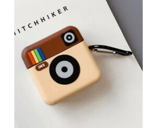 Силиконовый футляр Logo series для наушников AirPods 1/2 + карабин Instagram