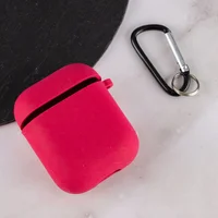 Силиконовый футляр с микрофиброй для наушников Airpods 1/2 Красный / Rose Red