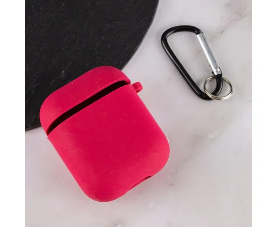 Силиконовый футляр с микрофиброй для наушников Airpods 1/2 Красный / Rose Red