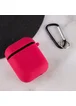 Силиконовый футляр с микрофиброй для наушников Airpods 1/2 Красный / Rose Red
