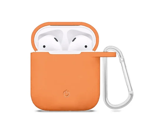 Силиконовый футляр с карабином для наушников AirPods Оранжевый / Vitamin C