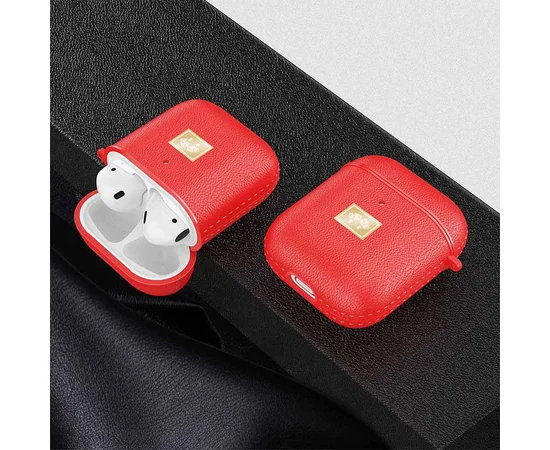 TPU футляр Leather Type для наушников AirPods 1/2 Красный