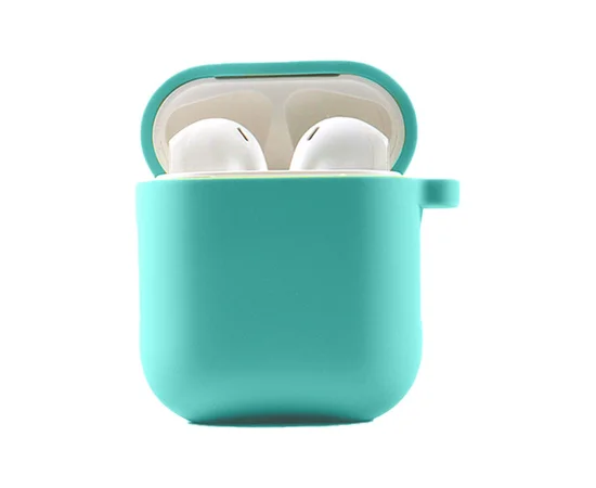 Силиконовый футляр с микрофиброй для наушников Airpods 1/2 Бирюзовый / Ice Blue